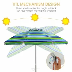 Costway 6.5FT Patio Beach Umbrella Sun Shade Tilt W/Carry Bag Turquoise -Quality Garden Outdoor Store GUEST ba97f413 0174 4dcc 9e0b a244c6f819ed