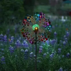 60" Solar Ecliptic Metal Wind Spinner Lawn Stake With Color-Changing LED Light - Alpine Corporation -Quality Garden Outdoor Store GUEST baf3e50d a65b 48a4 8bd1 776a85cf3c75