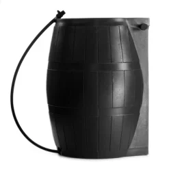 FCMP Outdoor 50-Gallon BPA Free Flat Back Home Rain Catcher Water Storage Collection Barrel For Watering Outdoor Plants & Gardens, Black (2 Pack) -Quality Garden Outdoor Store GUEST bb1fd119 ee84 46b7 8ddf 8743a8ca2d60