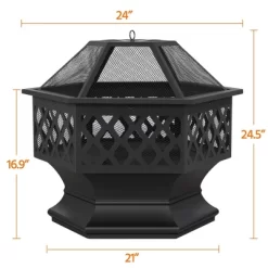 Yaheetech 24in Outdoor Hex Fire Pits Firepit Bowl With Spark Screen & Poker For Patio Backyard 13 Yaheetech 24in Outdoor Hex Fire Pits Firepit Bowl With Spark Screen & Poker For Patio Backyard -Quality Garden Outdoor Store GUEST bb3702d4 14ba 4156 8467 7676e2252c88