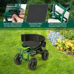 Costway Rolling Garden Cart Outdoor Gardening Workseat With Adjustable Height &Tool Storage -Quality Garden Outdoor Store GUEST bb386c36 9922 4da8 881e d20773243803