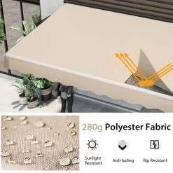 Costway Retractable Patio Awning Aluminum Deck Sunshade Shelter Outdoor Beige -Quality Garden Outdoor Store GUEST bbfe22a0 a5ba 40e2 8e67 e1b1de63363a