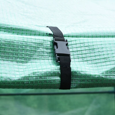 Outsunny Walk-in Greenhouse Outdoor 3 Tier 10 Shelf Warm House Garden Hexagonal Hot House With Roll-Up Zipper Door & Steel Frame 7 Outsunny Walk-in Greenhouse Outdoor 3 Tier 10 Shelf Warm House Garden Hexagonal Hot House With Roll-Up Zipper Door & Steel Frame - Image 7