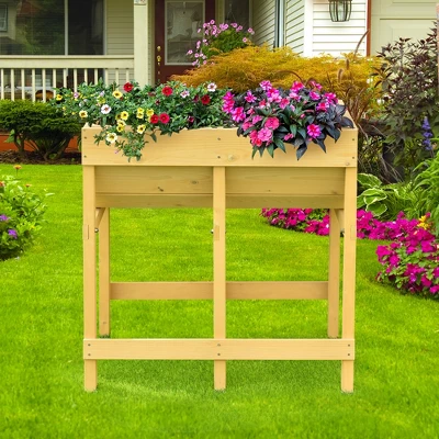 Costway Raised Wooden V Planter Elevated Vegetable Flower Bed Free Standing Planting With Liner 3 Costway Raised Wooden V Planter Elevated Vegetable Flower Bed Free Standing Planting With Liner - Image 3