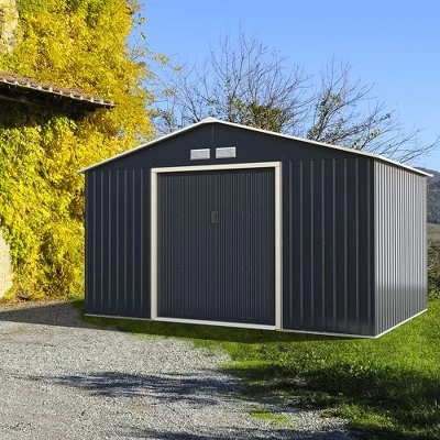Costway Metal Storage Shed For Garden And Tools W/Sliding Double Lockable Doors 11 Costway Metal Storage Shed For Garden And Tools W/Sliding Double Lockable Doors - Image 11