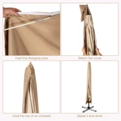 Costway Parasol Offset Cantilever Umbrella Cover 11ft Zipper Fiberglass Rod Outdoor -Quality Garden Outdoor Store GUEST be30553f 60ca 4d09 bd00 61dade9846b7