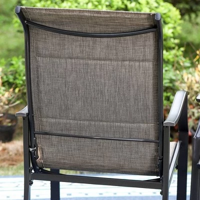 7pc Patio Dining Set With Rectangle Table With 2.6" Umbrella Hole & Sling Arm Chairs - Captiva Designs 4 7pc Patio Dining Set With Rectangle Table With 2.6" Umbrella Hole & Sling Arm Chairs - Captiva Designs - Image 4