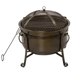 Outsunny 30" Outdoor Fire Pit Grill, Portable Steel Wood Burning Bowl, Cooking Grate, Poker, Spark Screen Lid For Patio, Camping, Bronze Colored -Quality Garden Outdoor Store GUEST bed56bca 06b1 4494 92bd 5a4942d39c68