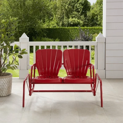 Ridgeland Outdoor Metal Loveseat Glider - Red - Crosley 1 Ridgeland Outdoor Metal Loveseat Glider - Red - Crosley