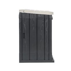 Toomax Stora Way All-Weather Outdoor Horizontal 4.25' X 2.5' Storage Shed Cabinet For Trash Cans, Garden Tools, And Yard Equipment, Taupe Gray/Brown