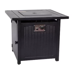Flash Furniture Outdoor 50,000 BTU Black 28"Square Metal Fire Pit Table With Lid And Lava Rock -Quality Garden Outdoor Store GUEST bff2f43c e7bd 4e75 819c 2814197e6f4a