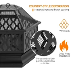 Yaheetech 28" Steel Fire Pit Outdoor Fireplace, Black -Quality Garden Outdoor Store GUEST c02f69d0 484b 4af4 8e5d 771119b894a7