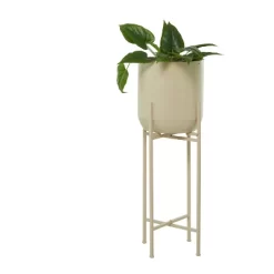 36" Wide Planter Modern Metal Planter Pot Beige - CosmoLiving By Cosmopolitan
