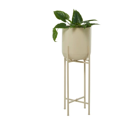 36" Wide Planter Modern Metal Planter Pot Beige - CosmoLiving By Cosmopolitan 1 36" Wide Planter Modern Metal Planter Pot Beige - CosmoLiving By Cosmopolitan