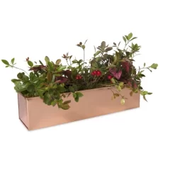 Gardener's Supply Company Tall Rectangular Copper Plant Tray | 18" X 5" X 4" For Plant Flower Succulent Display