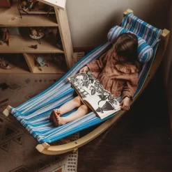 HearthSong - Kids Indoor Lightweight Wood And Blue Cotton Polyester Rocking Floor Hammock With Pillow, 50"L X 14"W 12 HearthSong - Kids Indoor Lightweight Wood And Blue Cotton Polyester Rocking Floor Hammock With Pillow, 50"L X 14"W -Quality Garden Outdoor Store GUEST c2965fc0 6d2e 4e76 a3f1 501d0c2ba86a