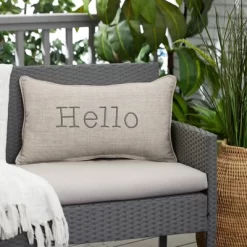 Indoor/Outdoor Hello Embroidered Lumbar Throw Pillow - Sorra Home -Quality Garden Outdoor Store GUEST c29fc6dc 1768 4180 bf7b bd424ff1b2dd