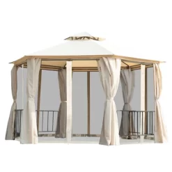 Outsunny 13' X 13' Outdoor Patio Gazebo Canopy Pavilion With Removable Mesh Netting, Curtains, Double Tiered Roof, UV Protection & Large Floor Space -Quality Garden Outdoor Store GUEST c2b2c633 8aa3 4af8 a4b8 1617d89ddf56