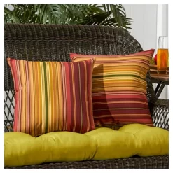 Set Of 2 Kinnabari Stripe Outdoor Square Throw Pillows - Kensington Garden
