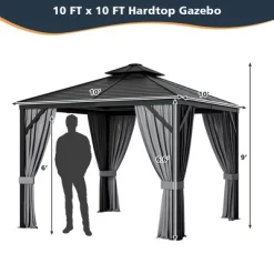 Costway 10' X 10' Patio Double-Top Hardtop Gazebo Galvanized Steel Roof Aluminum Frame 11 Costway 10' X 10' Patio Double-Top Hardtop Gazebo Galvanized Steel Roof Aluminum Frame -Quality Garden Outdoor Store GUEST c30cb31d 0307 499f a265 680fd0144306