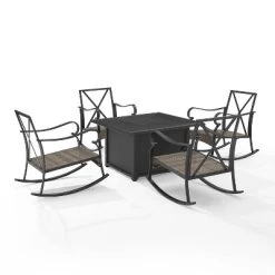 5pc Dahlia Outdoor Steel Set With Fire Table Taupe/Matte Black - Crosley -Quality Garden Outdoor Store GUEST c38065b6 5d6a 44ec 830e ec5080c7b97c