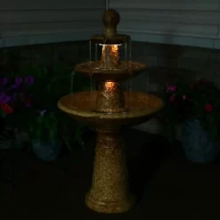 Sunnydaze Decor Sunnydaze 43"H Electric Ceramic 3-Tier Floral Motif Outdoor Water Fountain With LED Lights -Quality Garden Outdoor Store GUEST c3e45490 757d 42ea 95f0 664b53a79290