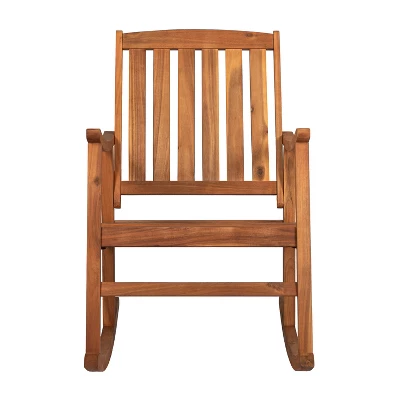 Perry Classic Slat-Back Acacia Wood Patio Outdoor Rocking Chair - JONATHAN Y 3 Perry Classic Slat-Back Acacia Wood Patio Outdoor Rocking Chair - JONATHAN Y - Image 3