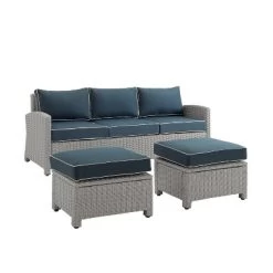 Bradenton 3pc Outdoor Wicker Sofa & 2 Ottoman Set - Navy/Gray - Crosley 12 Bradenton 3pc Outdoor Wicker Sofa & 2 Ottoman Set - Navy/Gray - Crosley -Quality Garden Outdoor Store GUEST c44cd8ec 0ab1 4698 b843 11e97ee47142