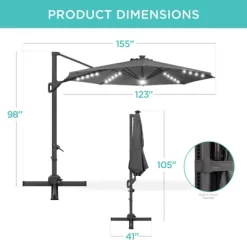 Best Choice Products 10ft 360-Degree Solar LED Cantilever Patio Umbrella, Outdoor Hanging Shade W/ Lights 18 Best Choice Products 10ft 360-Degree Solar LED Cantilever Patio Umbrella, Outdoor Hanging Shade W/ Lights -Quality Garden Outdoor Store GUEST c4a5049e b7a6 4efe a7c0 5edbc7f8b0bf
