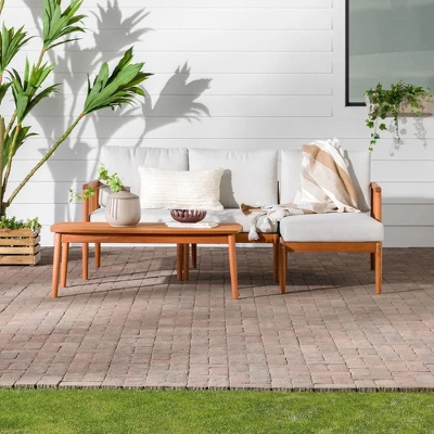 Saracina Home 4pc Modern Boho Eucalyptus Spindle Outdoor Sectional Set 2 Saracina Home 4pc Modern Boho Eucalyptus Spindle Outdoor Sectional Set - Image 2