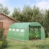 Outsunny Walk-in Tunnel Greenhouse With 2 Zippered Mesh Doors Upgraded Hot House, Green, 13' X 10' X 6.5'
