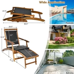 Costway 2PCS Patio Folding Rattan Lounge Chair Wood Frame Retractable Footrest -Quality Garden Outdoor Store GUEST c89b8b4b dc1a 41d3 8af7 bdb564a03e44