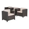 Puerta 4pc Wicker Club Chair & Coffee Table Set - Teak/Dark Brown/Beige - Christopher Knight Home