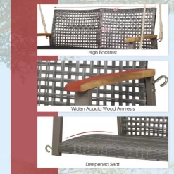 Tangkula Rattan Patio Porch Swing 2-Person Cushioned Swing Chair Bench -Quality Garden Outdoor Store GUEST ca3293d0 4453 41cb b9c7 cee7bd9dcf7b