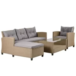 4pc Wicker Patio Conversation Set With Cushions - Beige/Brown - GODEER 28 4pc Wicker Patio Conversation Set With Cushions - Beige/Brown - GODEER -Quality Garden Outdoor Store GUEST ca388dc5 4158 4e59 b574 725f50fdfe8a