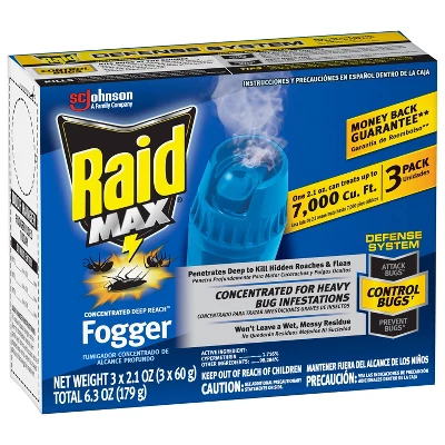 Raid Max Concentrated Deep Reach Fogger - 2.1oz/3cans 7 Raid Max Concentrated Deep Reach Fogger - 2.1oz/3cans - Image 7