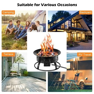 Costway Portable Fire Pit Outdoor 58,000 BTU Propane Patio Lava Rocks Camping Events 5 Costway Portable Fire Pit Outdoor 58,000 BTU Propane Patio Lava Rocks Camping Events - Image 5