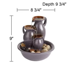 John Timberland Triple Jug Rustic Zen Cascading Indoor Tabletop Water Fountain 9" For Table Office Desk Home Bedroom House Living Room Relaxation -Quality Garden Outdoor Store GUEST cb27571d 61aa 45e5 9670 b24ddb20337e