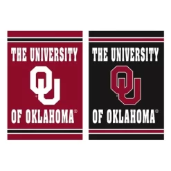 Evergreen Embossed Suede Flag, House Size, University Of Oklahoma