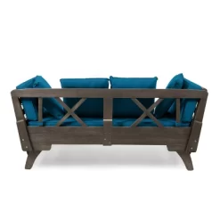 Ottavio Outdoor Acacia Wood Expandable Daybed With Cushions - Dark Teal/Gray - Christopher Knight Home -Quality Garden Outdoor Store GUEST cb94bace 5b73 4263 9f82 e5df208c4ccd