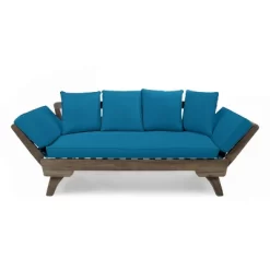 Ottavio Outdoor Acacia Wood Expandable Daybed With Cushions - Dark Teal/Gray - Christopher Knight Home -Quality Garden Outdoor Store GUEST cbdc8b8b b30f 4ca8 b8f3 a57411d2c61c