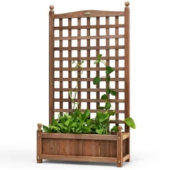 Costway Solid Wood Planter Box With Trellis Weather-Resistant Outdoor 25''x11''x48'' -Quality Garden Outdoor Store GUEST cbe223e8 3fb9 49ef a8a6 892345f615c2