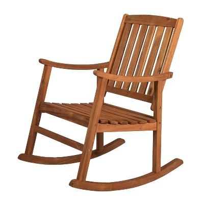 Perry Classic Slat-Back Acacia Wood Patio Outdoor Rocking Chair - JONATHAN Y 1 Perry Classic Slat-Back Acacia Wood Patio Outdoor Rocking Chair - JONATHAN Y