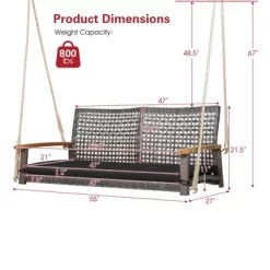 Tangkula Rattan Patio Porch Swing 2-Person Cushioned Swing Chair Bench -Quality Garden Outdoor Store GUEST cc889b59 7556 44ce a6da 8de67d2176f7