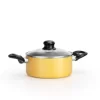 NutriChef Yellow Cooking Pot With Lid, (1.81 Qt) Kitchen Cookware, Black Coating Inside, Heat Resistant Lacquer Outside (Yellow)
