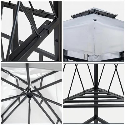 SUGIFT 10' X 10' Outdoor Patio Gazebo Canopy With Mesh Netting Sidewalls And Steel Frame - Light Gray 6 SUGIFT 10' X 10' Outdoor Patio Gazebo Canopy With Mesh Netting Sidewalls And Steel Frame - Light Gray - Image 6