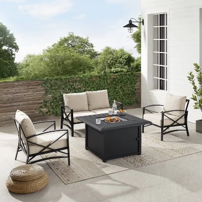 Kaplan 4pc Outdoor Conversation Set With Dante Fire Table - Oatmeal - Crosley 4 Kaplan 4pc Outdoor Conversation Set With Dante Fire Table - Oatmeal - Crosley - Image 4