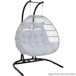 Sunnydaze Decor Sunnydaze Indoor/Outdoor Deluxe Powder-Coated Steel U-Shaped Hanging Egg Chair Loveseat Stand - 76" - Black -Quality Garden Outdoor Store GUEST cdbd1bb6 e61f 4d26 9457 2aaf098c6721