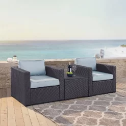 Biscayne 3pc Outdoor Wicker Seating Set - Mist - Crosley