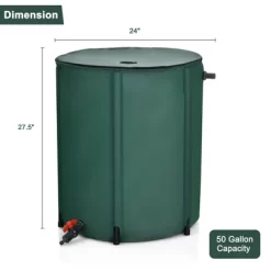 Costway 53 Gallon Portable Rain Barrel Water Collector Collapsible Tank W/Spigot Filter